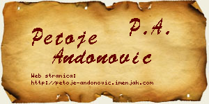 Petoje Andonović vizit kartica